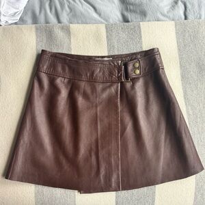 Hugo Buscati mini brown faux leather skirt